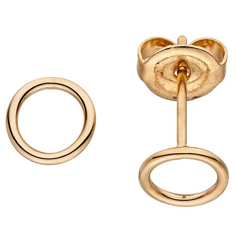 Colfem Ohrstecker Kreis, Edelstahl, rotgoldfarben beschichtet, Unisex - Bild 1