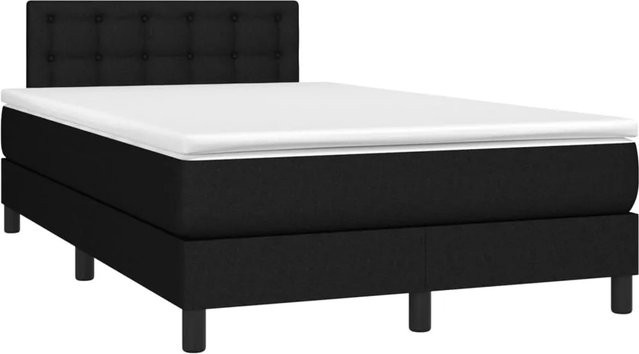 vidaXL Boxspringbett mit Matratze in Schwarz, Hybrid-Bett mit LED-Unterbettbeleuchtung und USB-Ladeanschluss, B/T: 120 x 190 cm - Bild 1