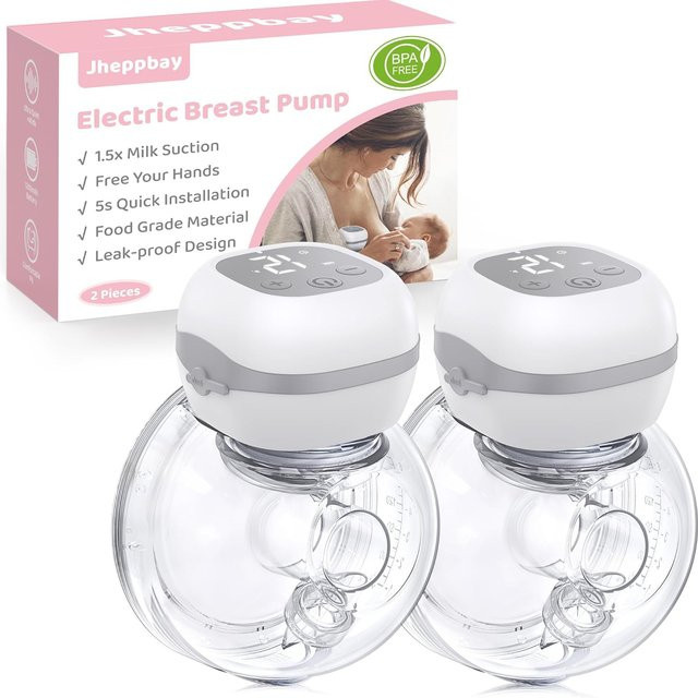 2er-Set Jheppbay Elektrische Milchpumpe, Tragbare Stillpumpe in Weiß, BPA-frei, 12 Stufen und 3 Modi, Inklusive Flansche in 19 mm, 24 mm und 27 mm - Bild 1