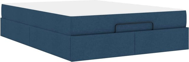 vidaXL Bettgestell mit Matratze 2-teilig in Blau aus Stoff mit Schubladen B/T/H: 140 x 200 x 43,5 cm - Bild 1