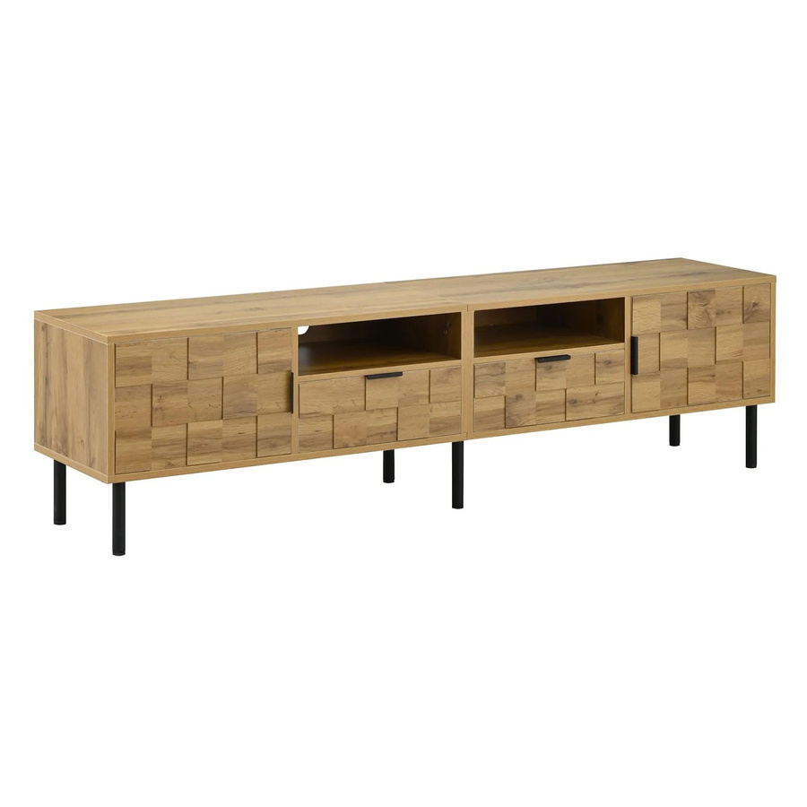 okwish TV Schrank Mosaik in Natur mit 2 Türen, 2 Schubladen und offenen Fächern, B/T/H: 160 x 35 x 42,5 cm - Bild 2