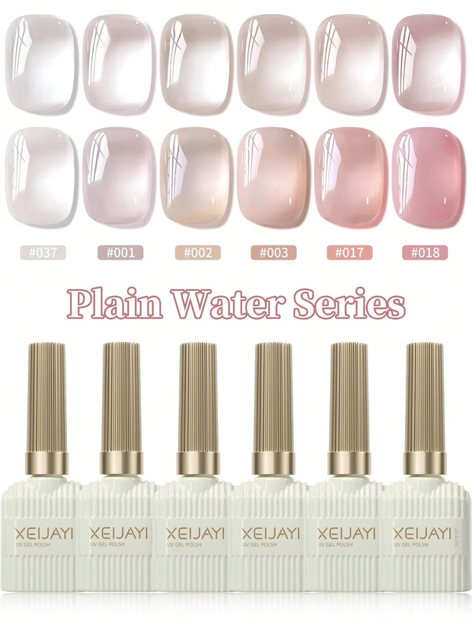XEIJAYI Jelly Ice Gel Nagellack Set, 6 Stück, 15 ml, Glänzend - Bild 2