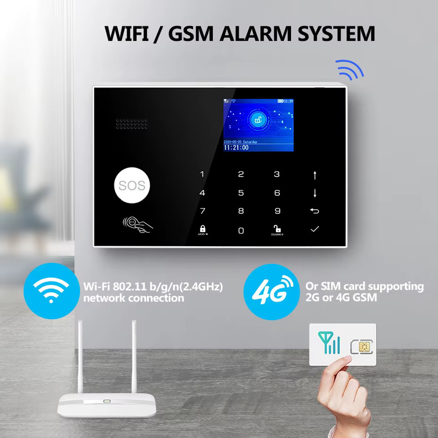 KERUI G34 Alarmsystem-Kit mit 4G und WIFI für Tuya Smart Life, Einbruchalarm mit 3 verkabelten Verteidigungszonen und 433 MHz PIR-Sensor - Bild 2