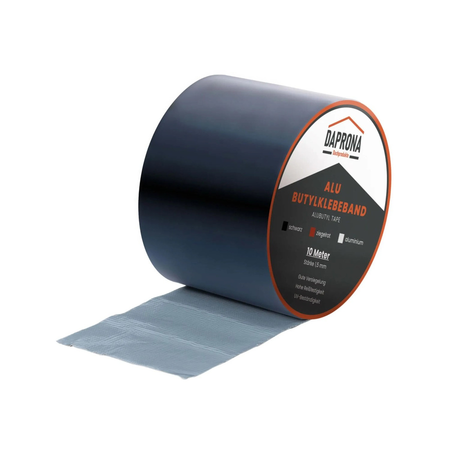 Daprona Butylband Dichtband Reparaturband wasserdicht Schwarz mit Alu-Beschichtung Breite: 100 mm, Länge: 10 m - Bild 2