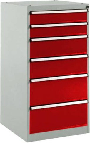 Manuflex BASETEC Stationärer Schubfachschrank SP1142.3003 in Rubinrot RAL 3003 mit 6 Schubfächern und Nutzhöhe: 90 cm - Bild 1