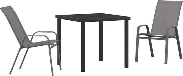 vidaXL 3-teiliges Garten-Esszimmer-Set aus Stahl und Textilene in Grau, modern und rechteckig - Bild 1
