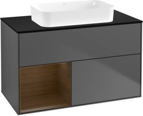 V&B Finion Waschtischunterschrank mit Wandbeleuchtung in Anthrazit, Breite: 100 cm, Tiefe: 60,3 cm - Bild 1
