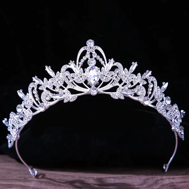 DooMei Tiara Krone, Blumen, Wassertropfen, Strass, Damen - Bild 2