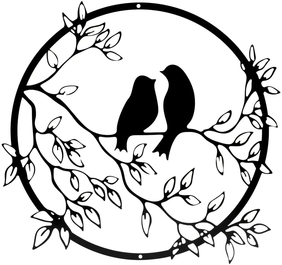 HELLOYOUNG Metall-Wandkunst Vogel auf Ast in Schwarz als elegante Wanddekoration und Skulptur - Bild 3