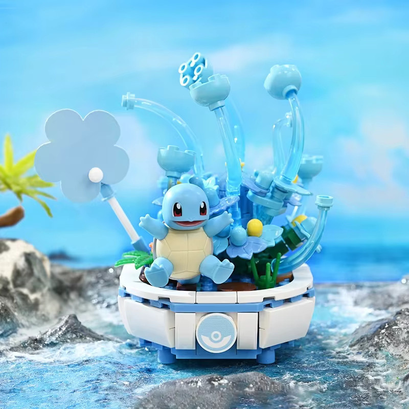 Qman Pokemon Pikachu Glumanda Schiggy Bausteine Pflanztopf - Bild 2