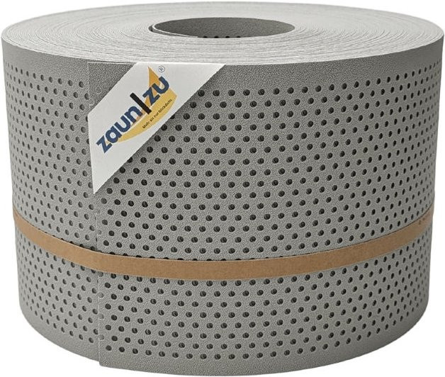 zaun zu Sichtschutzstreifen PP Premium gelocht semi-transparent Steingrau 50m - Bild 1