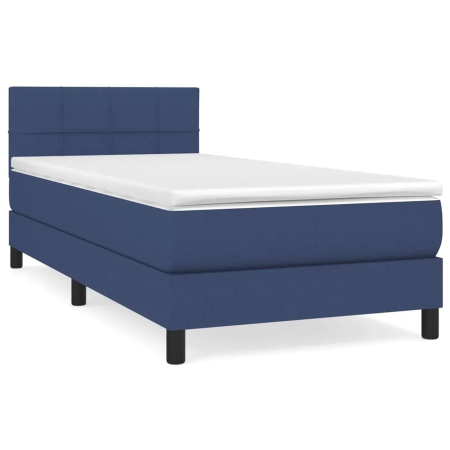 vidaXL Boxspringbett Hybrid mit Matratze und Kopfteil in Blau, B/T: 100 x 200 cm - Bild 2