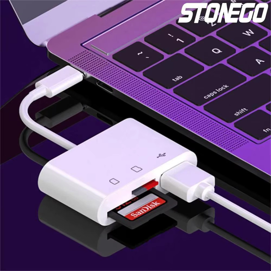 3-in-1 Multifunktions-Kartenleser mit USB und Typ-C für SD und TF Speicherkarten, OTG-Konverter für MacBook, Laptop und Samsung, erhältlich in Schwarz oder Weiß - Bild 2