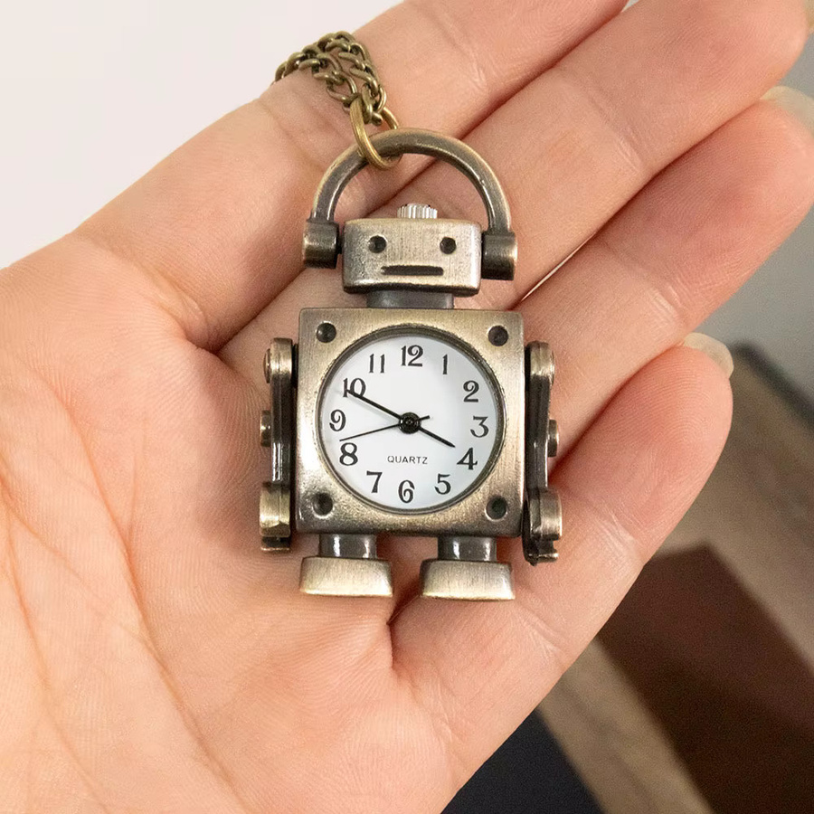 Taschenuhr Quarz, Messing, Weiß, Unisex - Bild 2