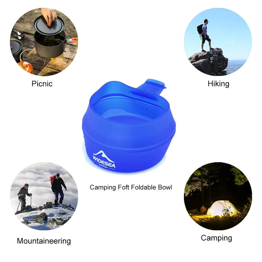 Widesea Falttasse aus TPE für Camping und Outdoor, Blau, 250 ml - Bild 3