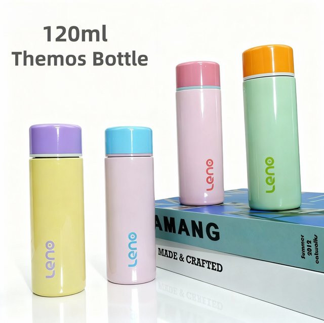 Leno Vakuumisolierte Wasserflasche aus 304 Edelstahl in Pink, 120 ml Thermoskanne für Heiß- und Kaltgetränke - Bild 1