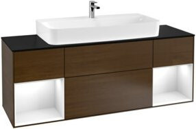 V&B Waschtischunterschrank Finion in Weiß lackiert mit Walnussfurnier, Breite: 160 cm - Bild 1