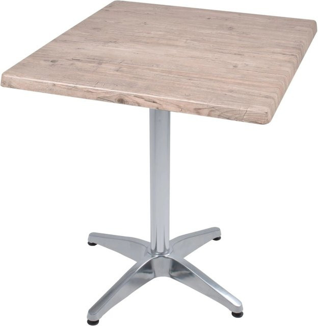 DELUKE Bistrotisch VIDOL quadratisch in Hellbraun, Outdoor-Gartentisch und Esstisch aus Aluminium und Spanplatte, B/T: 70 x 70 cm - Bild 1