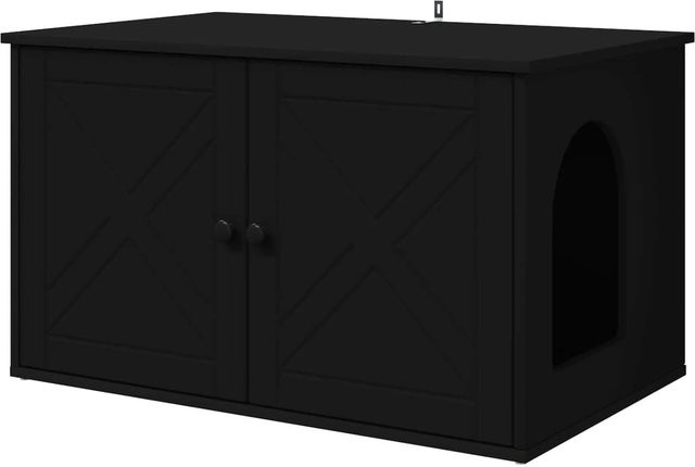 vidaXL Katzenhaus Schwarz aus Holzwerkstoff B/T/H: 85 x 55 x 50,5 cm - Bild 1