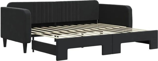 vidaXL Tagesbett ausziehbar in Schwarz mit Samtbezug und Schubladen, B/T/H: 90 x 200 cm - Bild 1