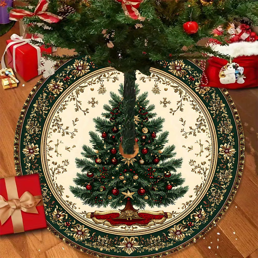 VIKAMA Weihnachtsbaum Basis Dekoration Abdeckung im Retro-Stil mit floralem Muster in Multicolour - Bild 2