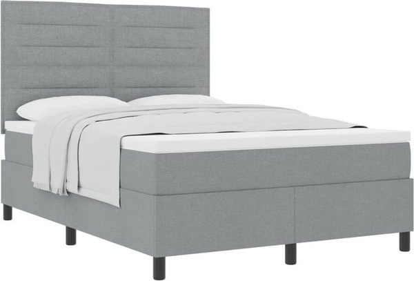 vidaXL Boxspringbett mit Matratze und Taschenfederkern in Hellgrau, B/T: 140 x 200 cm
