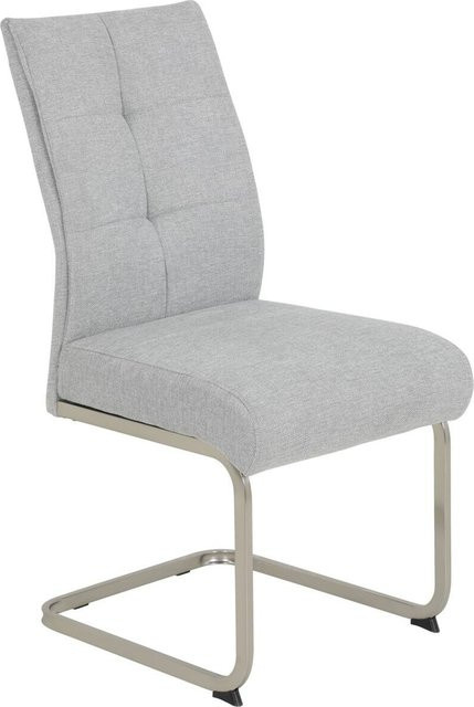 2er-Set Schwingstühle Hela in Grau aus Microfaser mit Metallgestell in Edelstahloptik, B: 50 cm, H: 99 cm, T: 66 cm - Bild 1