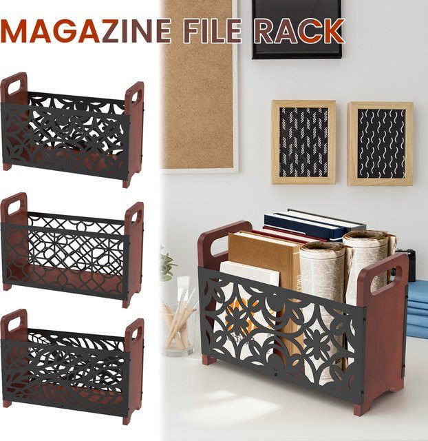 Willstar Zeitschriften-Aktenhalter aus Holz und Metall mit Griff als Organizer für Schreibtisch und Couchtisch - Bild 1