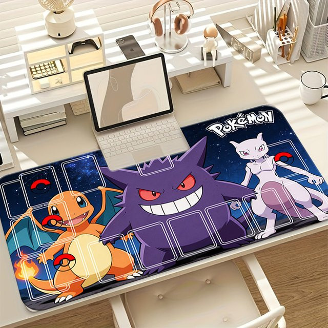 Potdemiel Gaming-Mauspad mit Pokemon Charizard Gengar und Mewtwo Galaxy Design, rutschfeste Schreibtischunterlage in Multicolour - Bild 1