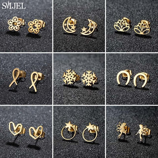 SMJEL Ohrstecker Edelstahl, Gold, Damen - Bild 1