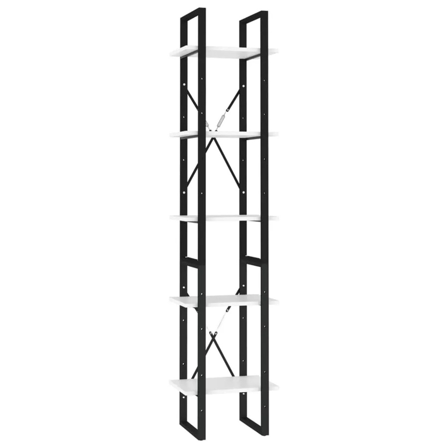 vidaXL Bücherregal im Industrial-Design aus MDF und Metall, Weiß, B/T/H: 40 x 30 x 175 cm - Bild 2