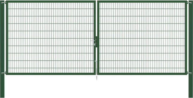 Doppeltor Flexo Plus in Grün aus Stahl mit Pfosten B: 500 cm, H: 200 cm und Pfosten B: 100 cm, H: 100 cm - Bild 1