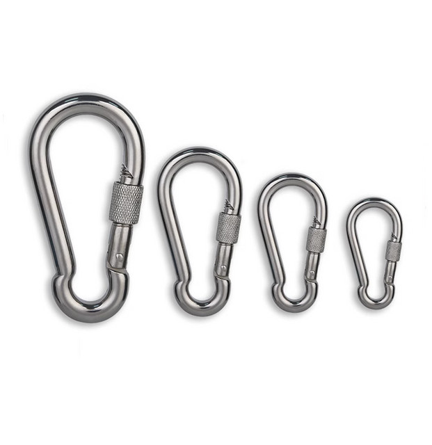 NERISXB Karabiner aus Edelstahl 304 in Silber, robuster Connector für Fitnessstudio, Schaukel, Hundeleinen und Hängematten - Bild 1