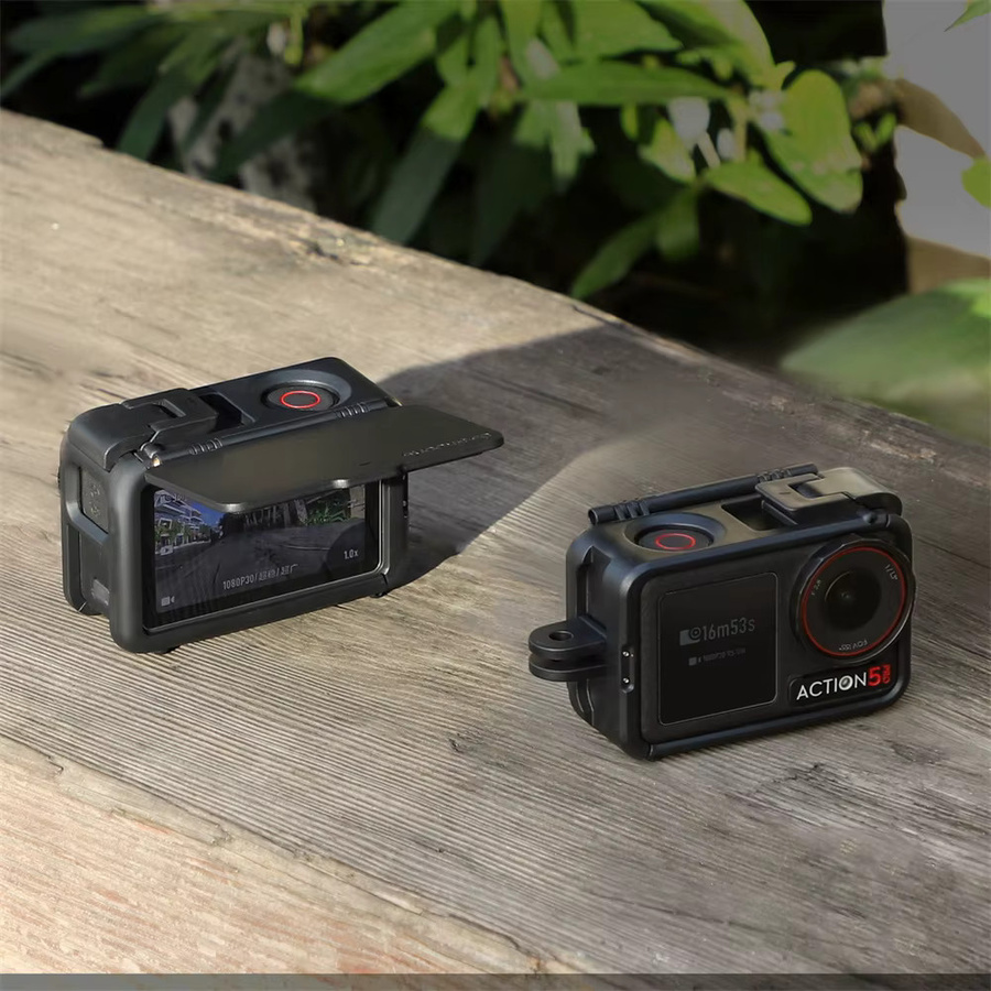 Schutzgehäuse mit einstellbarer Sonnenhaube für DJI OSMO Action 5 Pro, 4 und 3 in Schwarz - Bild 3