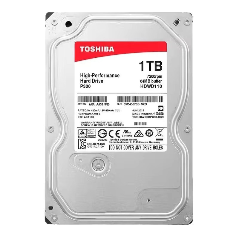 Toshiba P300 HDWD110 Desktop-Festplatte 1TB, 7200RPM, SATA3, 3,5 Zoll, Rot - Bild 2