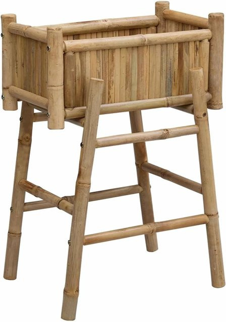 vidaXL Gartenpflanzer mit Halter aus Bambus in Natur und Braun, B/T/H: 50 x 38 x 74 cm - Bild 1