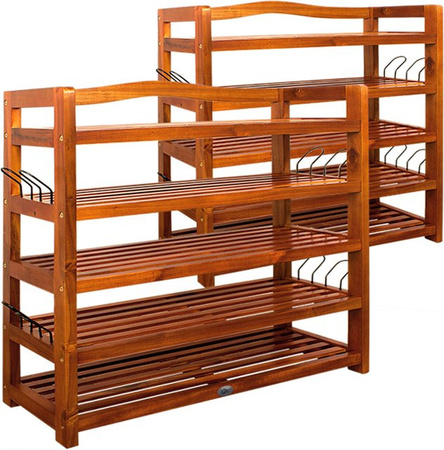 Casaria Schuhregal 2er-Set aus Akazienholz in Braun im Kolonialstil B/H/T: 82 x 95 x 26 cm