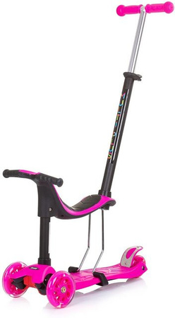 Chipolino Kinderroller 3 in 1 Multi Plus als Laufrad und Roller mit LED-Lichtern in Pink
