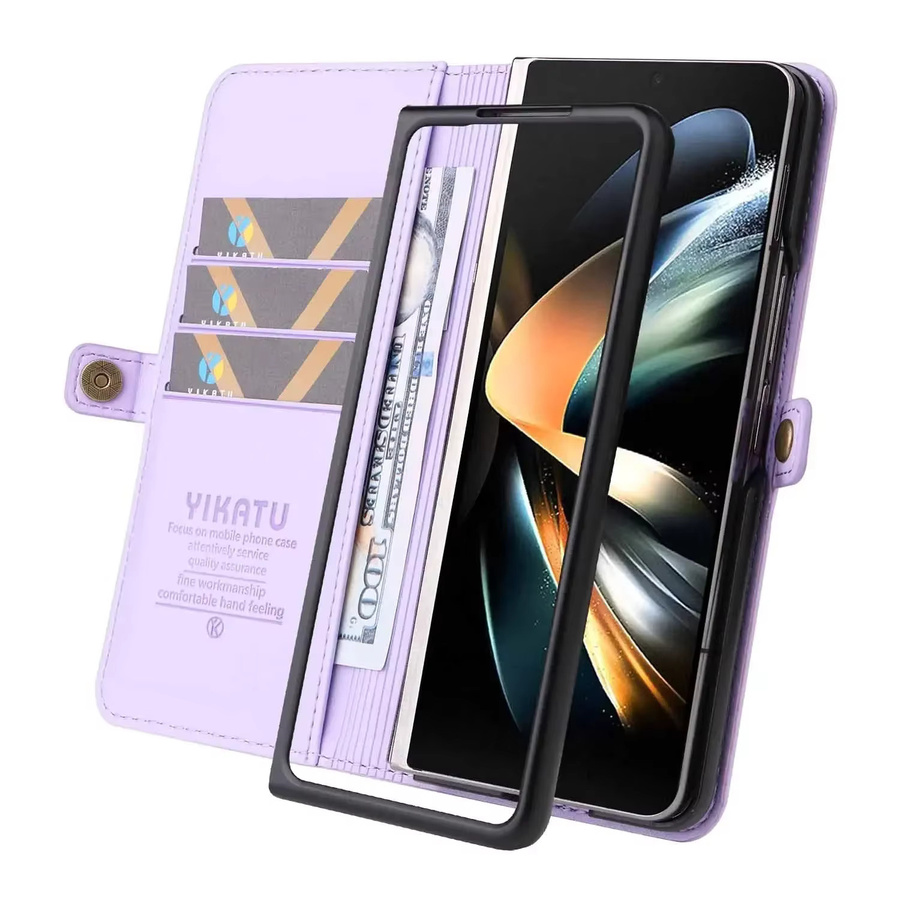 Brieftasche aus PU-Leder für Samsung Galaxy Z Fold 4 und Galaxy Z Fold 3 5G in Lila mit Kreditkartenfächern - Bild 1