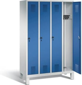 C+P Garderobenschrank Evolo aus Stahl mit Enzianblauer Front und lichtgrauem Korpus, H x B x T: 185 x 119 x 50 cm - Bild 1