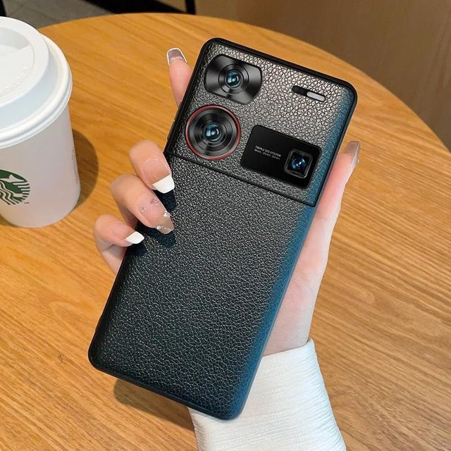 ZTE Nubia Z60 Ultra 5G Business Hülle aus Leder mit Litschi-Muster in Schwarz oder Weiß - Bild 1