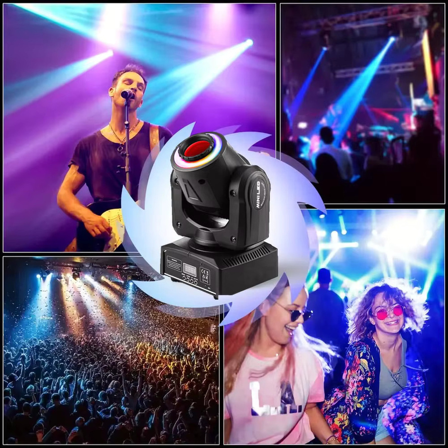 CHEGIT Mini Moving Head GOBO-Licht mit 150W RGB-LED-Ring, DMX512, Tonaktiviert, 540 Grad Pan und 270 Grad Neigung, LED-Musterscheinwerfer in Schwarz - Bild 5