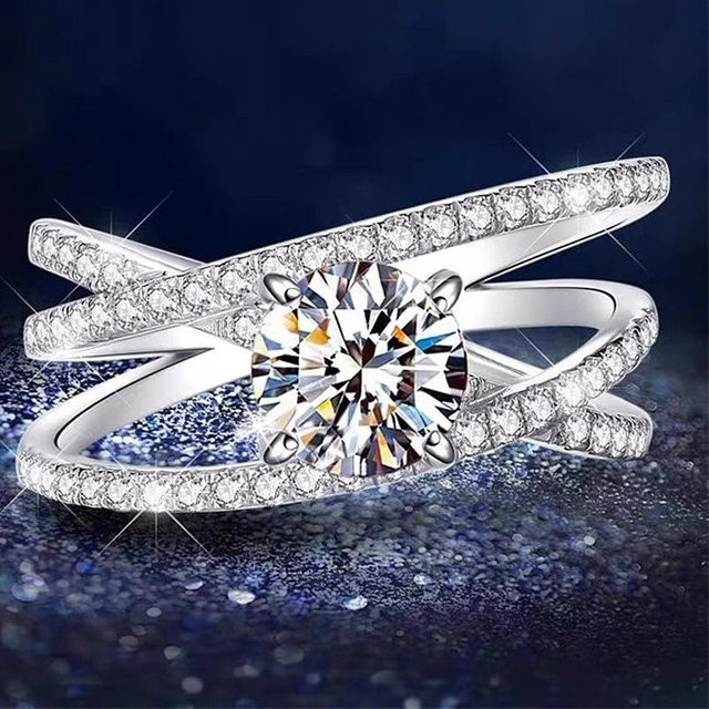 YIRAN Jewelry Offener Ring, Kupfer, Moissanit, Zirkonia, Weiß, Damen - Bild 1