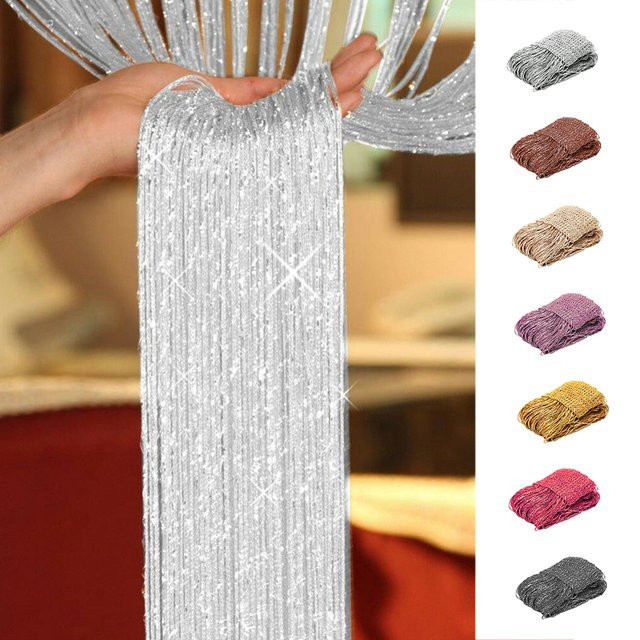 Willstar Fadenvorhang mit Streifenmuster und Quasten in Champagne, B: 200 cm, H: 100 cm - Bild 1