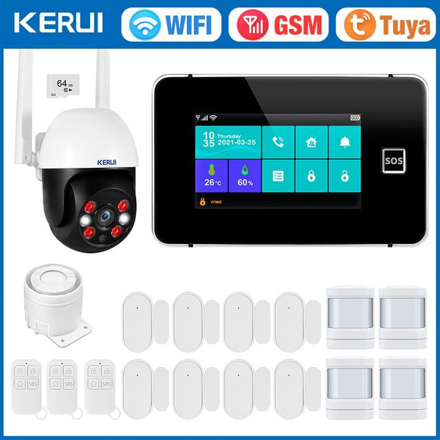 KERUI G60B Tuya Smart Home Alarm System mit 4,3 Zoll Touch Screen Panel, WIFI und GSM in Schwarz - Bild 1