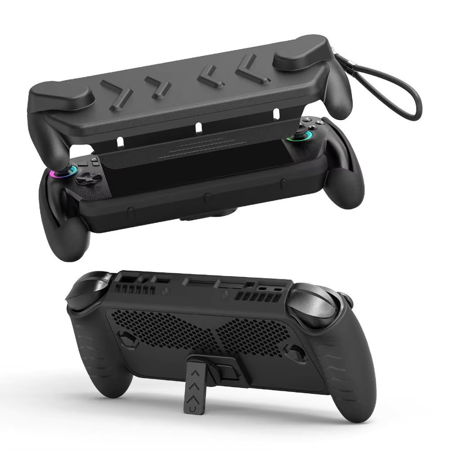 Stoßfeste Schutzhülle mit integriertem Ständer und Anti-Slip-Funktion für Asus ROG Ally in Schwarz - Bild 4