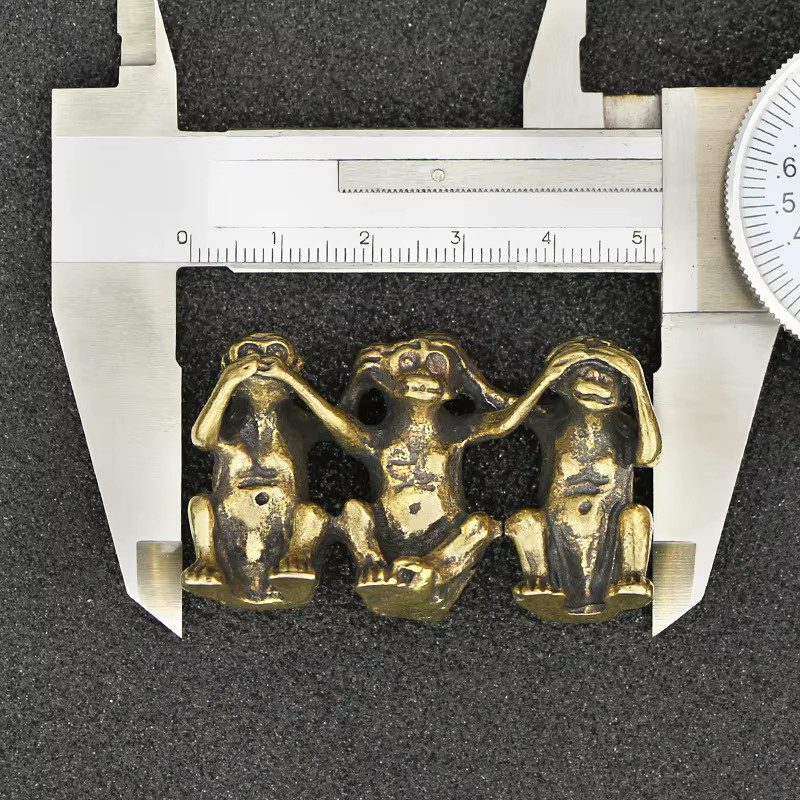 ELESAHOME Retro Messing Skulptur 3-Affen No Speak Hören Look, Goldene Tierfigur als dekoratives Ornament für Schreibtisch und Home Office - Bild 3