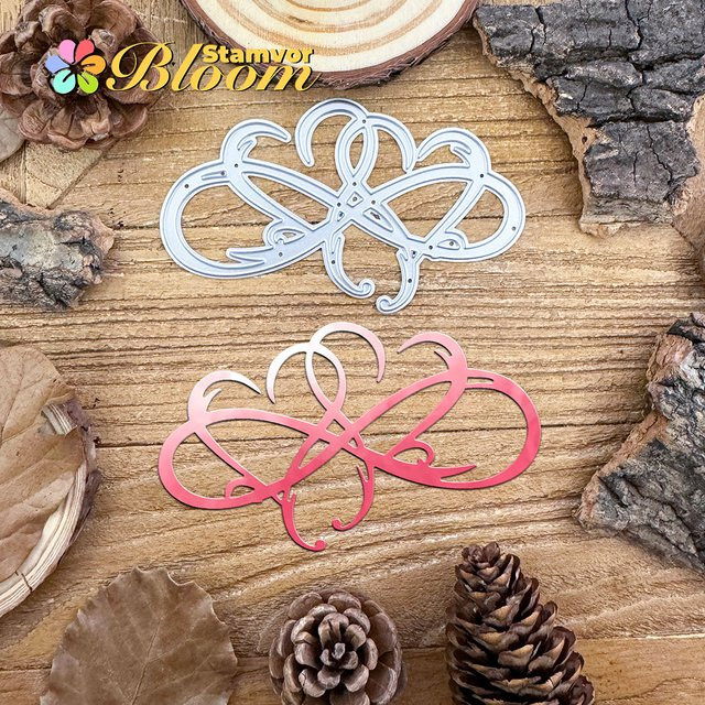 Metall-Stanzformen Double Hearts Together für Scrapbooking und dekorative Prägung in Silber - Bild 1