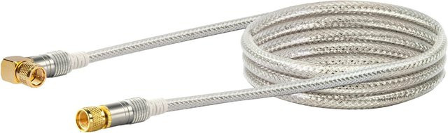 Schwaiger SAT-Anschlusskabel mit F-Winkelstecker und F-Stecker, Farbe: Silber/Transparent, Länge: 1,5 m - Bild 1