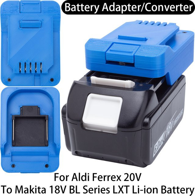 Batterieadapter für Aldi Ferrex 20V Li-Ion-Werkzeug zu Makita 18V LXT Li-Ion-Batterie, Konverter Elektrowerkzeug-Zubehör, Blau - Bild 1